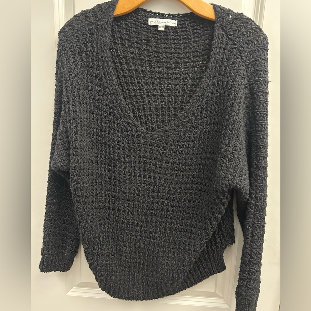 Young Fabulous & Broke Black Knit V-Neck Sweater, size S/M